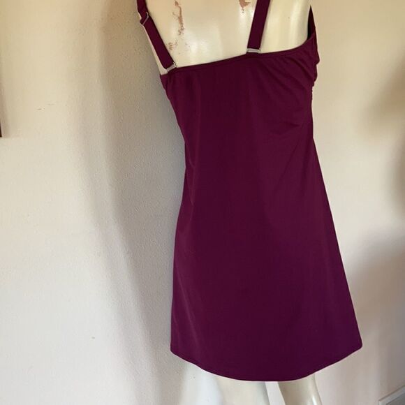 Land’s End Standard size swim Tankini Top long dress underwire Eggplant 10 DDD - Picture 10 of 16